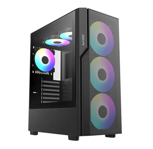 1stCOOL skriňa GAMER 5, Mid tower, AU, USB 3.0, USB-C, 2x 140 ARGB Fan, 1x 120 ARGB Fan, bez zdroja, čierna
