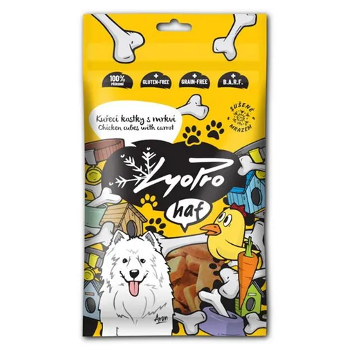 LYOPRO Mrazom sušené kuracie kocky s mrkvou pre psov 50 g