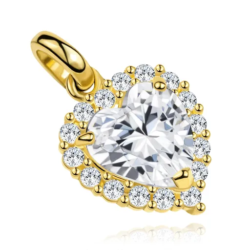 Zlatý prívesok 9K so zirkónovým srdcom vo vrúbkovanom leme