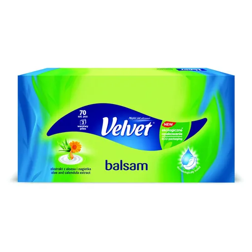 VELVET Papierové vreckovky 3-vrstvové balsam 70 kusov