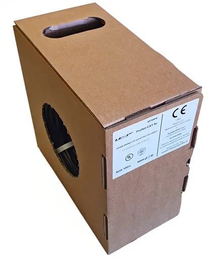 FTP kábel LEXI-Net Cat5E, drôt, dvojitý vonkajší PE + PVC, čierny, 100m, box