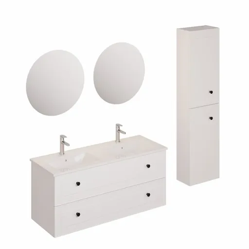 Kúpeľňová zostava s umývadlom vrátane umývadlovej batérie, vtoku a sifónu Naturel Forli biela KSETFORLI6