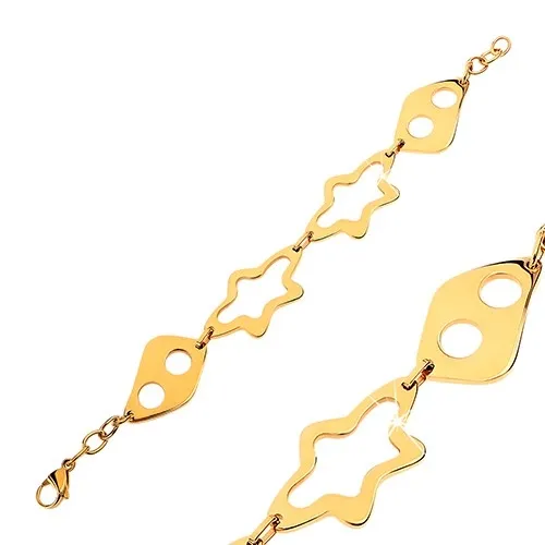 Náramok z chirurgickej ocele zlatej farby, veľké nepravidelné články