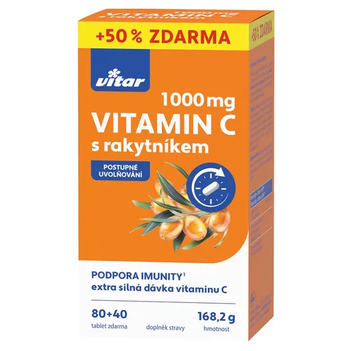 VITAR Premium Vitamín C 1000 mg s rakytníkom 120 tabliet