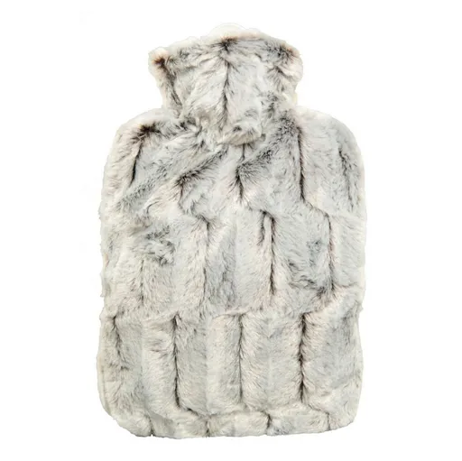 HUGO FROSCH Classic termofor s obalom z umelej kožušiny s podšívkou hnedostrieborný 1,8 l