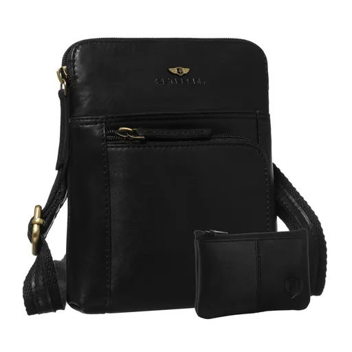 Pánska kožená taška cez plece čierna Peterson