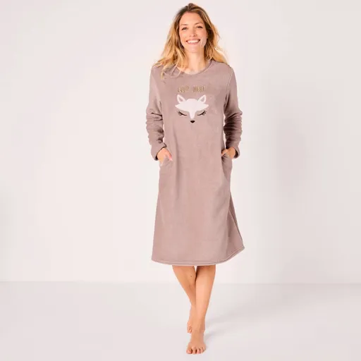 Fleecová dlhá nočná košeľa s
		motívom líšky