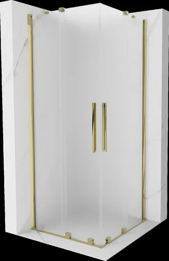 MEXEN/S - Velar Duo sprchovací kút, posuvné dvere 90 x 90, dekor, zlato 871-090-090-32-50