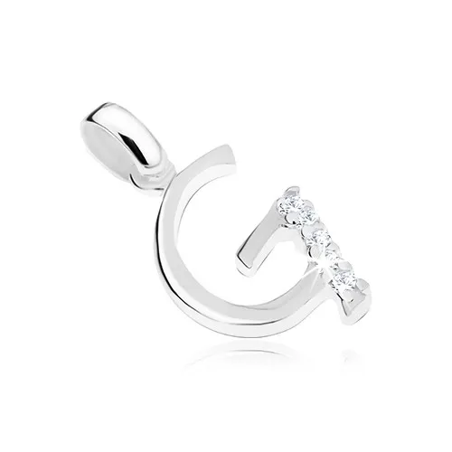 Lesklý prívesok, striebro 925, písmeno G vykladané líniou čírych zirkónov