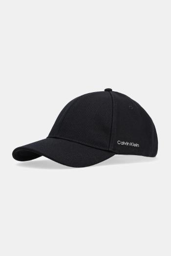 Bavlnená šiltovka Calvin Klein čierna farba, jednofarebná, K60K612910