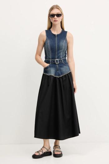 Šaty Desigual POPLIN tmavomodrá farba, midi, áčkový strih, 25WWVD03