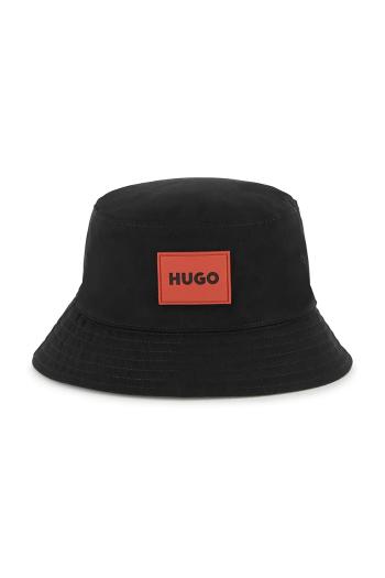 Bavlnená obojstranná detská čiapka HUGO čierna farba biela, bavlnený, G00309