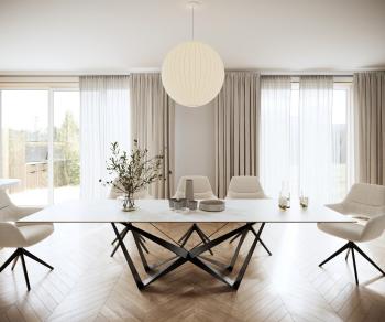 Jedálenský stôl Edge 300x100cm Laminam® keramická biela podnož plochá