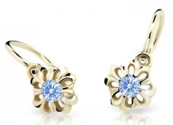 Cutie Jewellery Nežné detské náušnice zo žltého zlata C2208-10-X-1 svetlo modrá