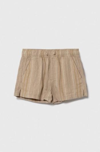 Detské ľanové šortky Abercrombie & Fitch béžová farba, nastaviteľný pás