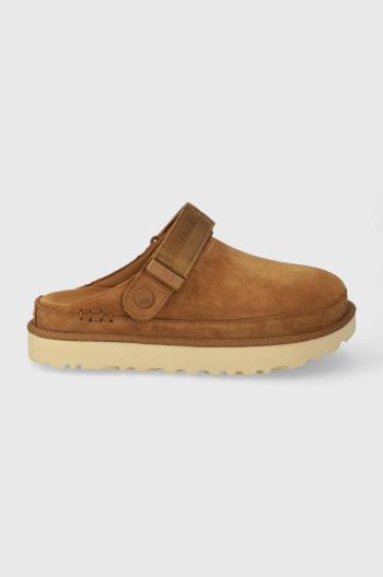 Semišové papuče UGG Goldenstar Clog hnedá farba, 1138252
