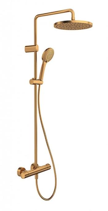DURAVIT DURAVIT - Sprchy Sprchový set s termostatom, priemer 25 cm, 3 prúdy, kefovaný bronz TH4282008004