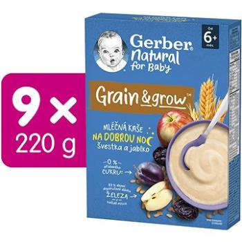 GERBER Natural mliečna kaša pšenično-ovsená jablko a slivka 9× 220 g (8445290248190)