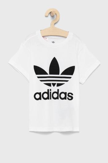 Detské bavlnené tričko adidas Originals H25246 biela farba, s potlačou