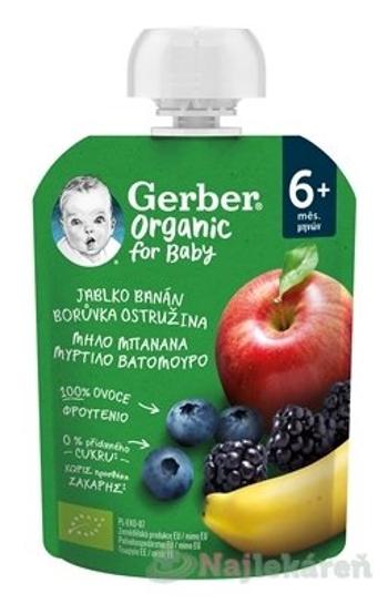 Gerber Organic vrecúško jablko banán borůvka a ostružina 90 g