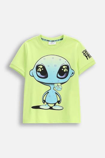 Detské bavlnené tričko Coccodrillo zelená farba, s potlačou, COSMIC RAVE BOY KIDS