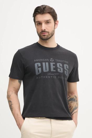 Bavlnené tričko Guess pánske, čierna farba, s potlačou, M5GI27 KBW41