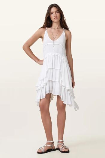 Šaty AllSaints CAVARLY biela farba, mini, áčkový strih, W262DC