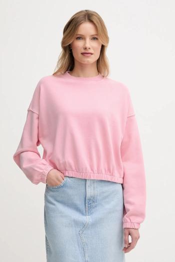 Bavlnená mikina United Colors of Benetton ružová farba, jednofarebná, 39BLD109O