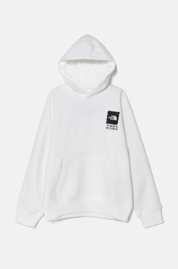 Detská mikina The North Face COORDINATES GRAPHIC OVERSIZED HOODIE biela farba, s kapucňou, s potlačou, NF0A89HKFN41