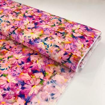 Viskóza RAYON POPLIN Oil painted flowers design D digital print