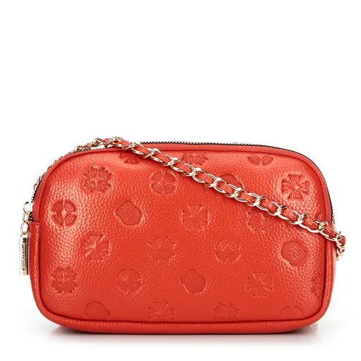 Dámska kožená crossbody kabelka na retiazke zlatá 99-4E-305-G