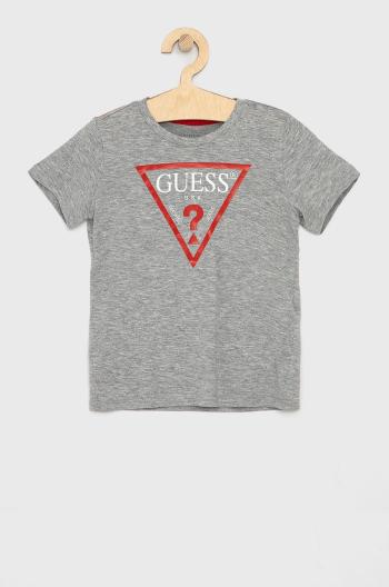 Dětské tričko Guess šedá barva, melanžové