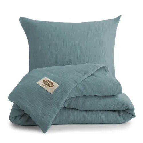 MATEX Mušelínové obliečky morská zeleň, 140 x 200 cm, 70 x 90 cm