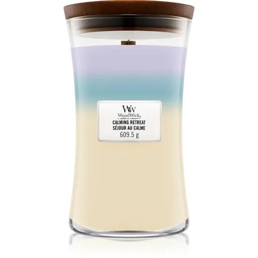 Woodwick Trilogy Calming Retreat vonná sviečka s dreveným knotom 609.5 g