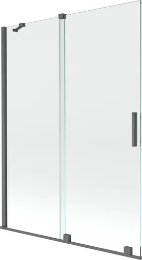 MEXEN/S - Velar Dvojkrídlová posuvná vaňová zástena 130 x 150, transparent, šedá kartáčovaná 896-130-000-01-66