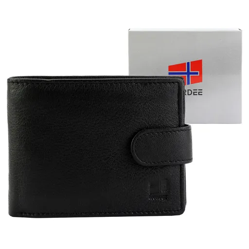 Čierna pánska kožená peňaženka so zapínaním Nordee