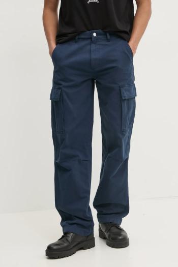Bavlnené nohavice Tommy Jeans tmavomodrá farba, strih cargo, DM0DM20293