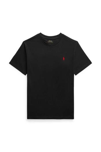 Detské bavlnené tričko Polo Ralph Lauren čierna farba, jednofarebné