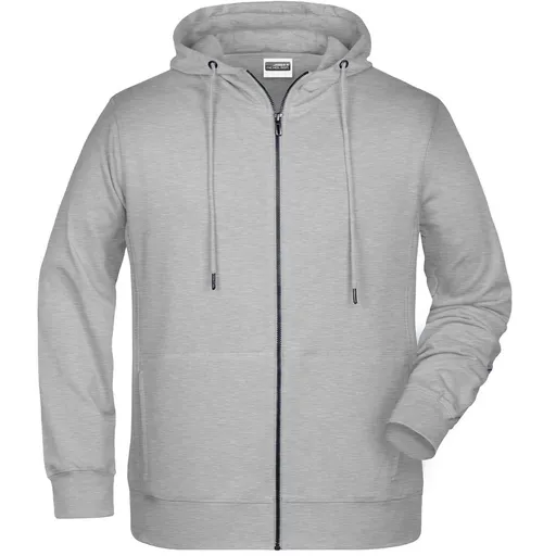 James & Nicholson (Daiber) Pánska mikina na zips z biobavlny 8026 - Šedý melír | 4XL