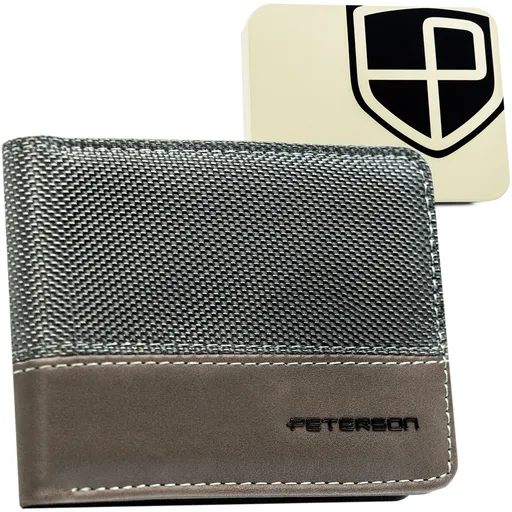 Sivá pánska peňaženka bez vonkajšieho zapínania s RFID systémom - Peterson
