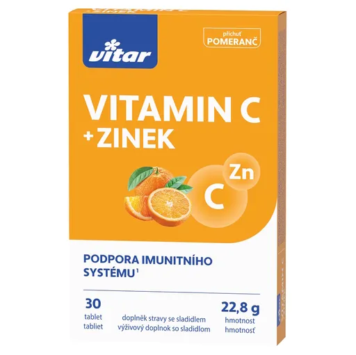 VITAR Vitamín C + zinok s príchuťou pomaranča 30 tabliet
