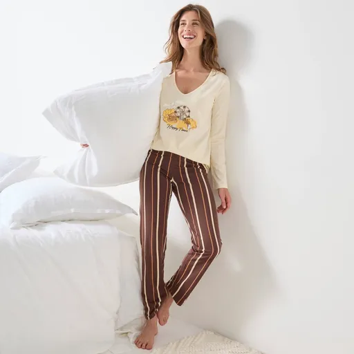 Pyžamo s nohavicami, dlhými rukávmi a potlačou