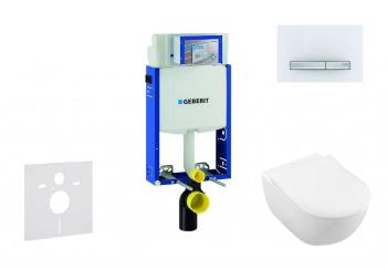 GEBERIT - Kombifix Modul na závesné WC s tlačidlom Sigma50, alpská biela + Villeroy Boch - WC a doska, DirectFlush, SoftClose, CeramicPlus 110.302.00.5 NI8