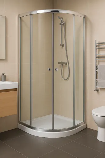 H K - Štvrťkruhový sprchovací kút PURE S4 90x90 s dvojdielnymi posuvnými dverami vrátane sprchovej vaničky z liateho mramoru PURES490/SE-THOR-90Q