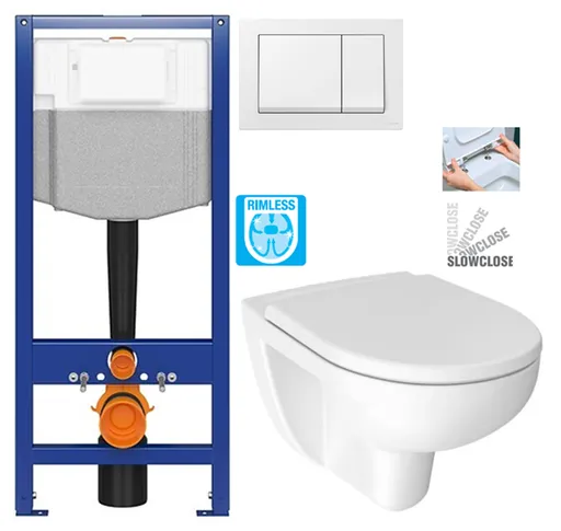 CERSANIT predstenový inštalačný systém s bielym tlačidlom K97-516 + WC JIKA LYRA PLUS RIMLESS + SEDADLO duraplastu SLOWCLOSE K97-526 516 LY2
