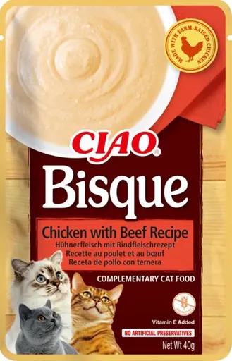 Inaba CIAO Bisque Cat kapsička pre mačky, kura s hovädzím mäsom 40g