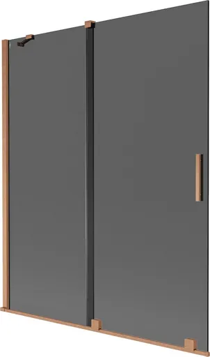MEXEN/S - Velár dvojkrídlová posuvná vaňová zástena 140 x 150, grafit, meď kartáčovaná 896-140-000-41-65