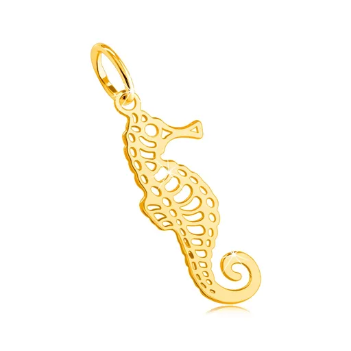 Prívesok zo žltého 585 zlata - morský koník s jemnými výrezmi, zatočený chvostík