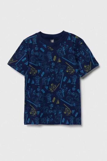Detské bavlnené tričko adidas x Star Wars tmavomodrá farba, vzorované