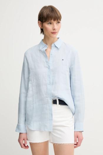 Ľanová košeľa Tommy Hilfiger voľný strih, s klasickým golierom, WW0WW44679